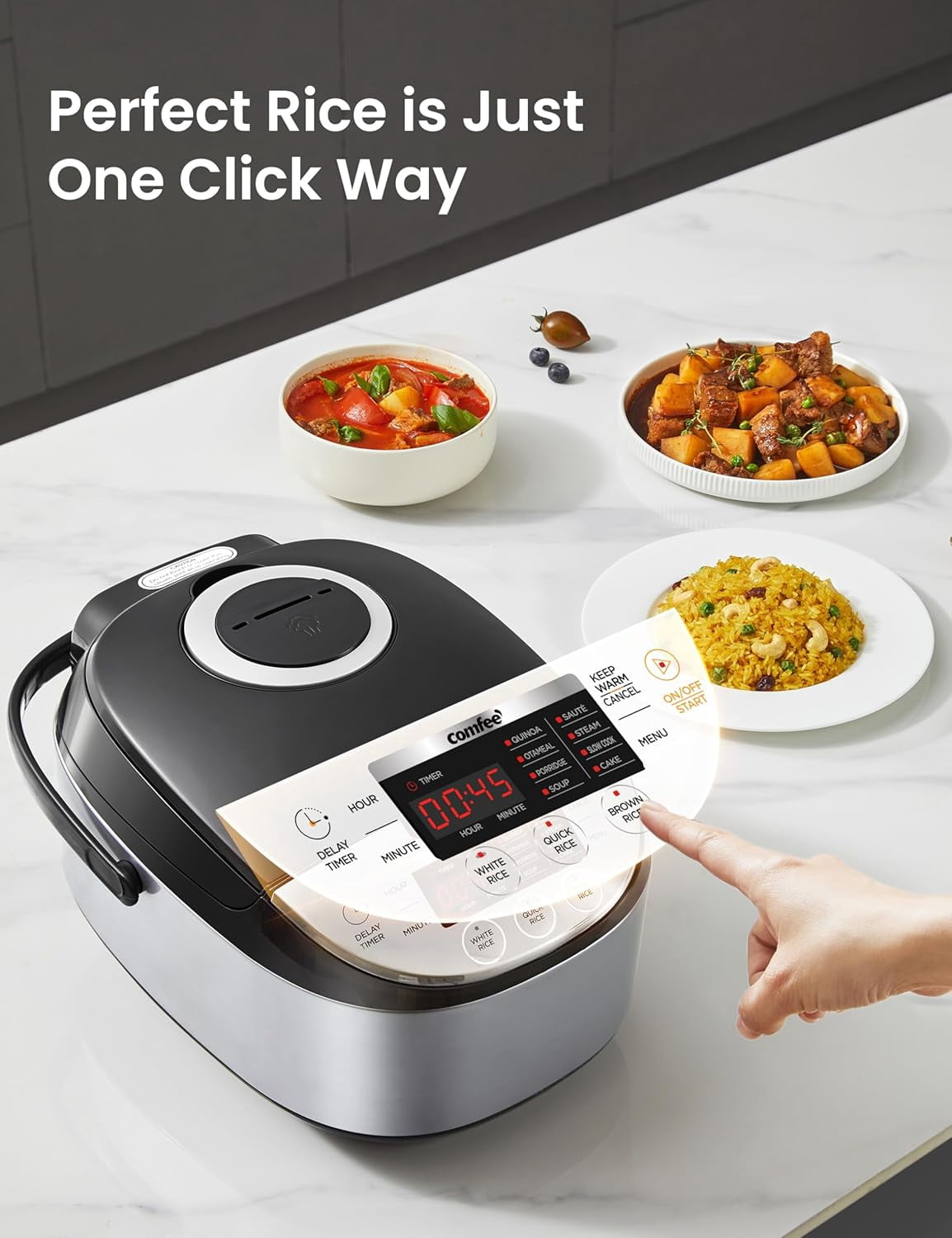 Rice Cooker 12 Cups Cooked/6 Cups Uncooked, Portable Non-Stick Rice Maker with Fuzzy Logic Technology