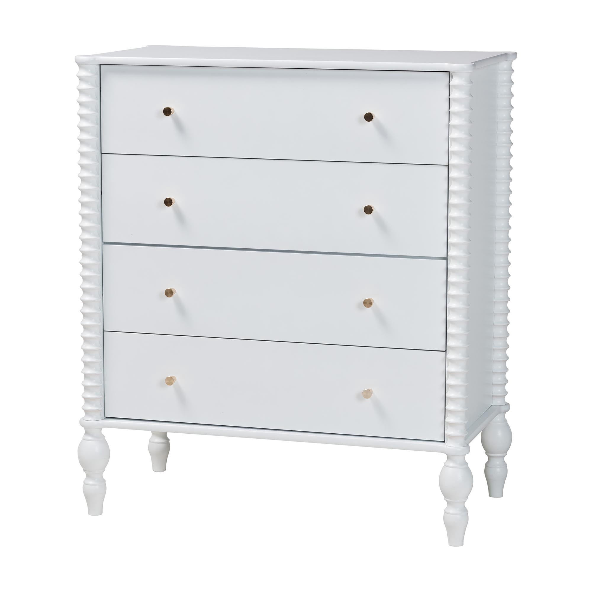 Baxton Studio Callison Farmhouse Bedroom Set, Twin, 5-Piece, White