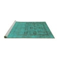 thumbnail image 2 of Ahgly Company Machine Washable Indoor Square Oriental Turquoise Blue Industrial Area Rugs, 7' Square, 2 of 4