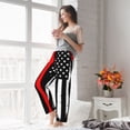 thumbnail image 6 of Picia Firefighters USA Flag Womens Soft Woven Cotton Elastic Waistband Sleep Pajama Pant Lounge Sleep Pant With Pockets And Drawstring-Small, 6 of 9