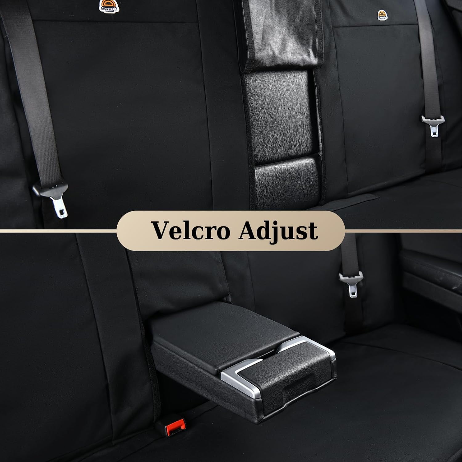 Coverado Back Car Seat Covers, Waterproof Canvas Rear Seat Protectors, Auto Interior Cushions Universal Fit for Kids & Dogs, Black