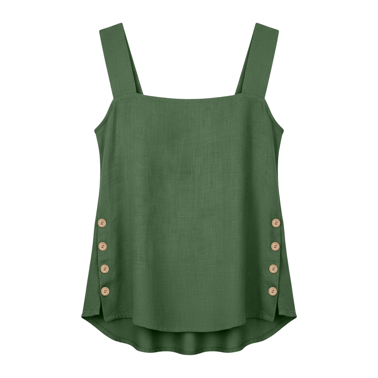 BVOFAR Linen Tank Tops for Women Queen Anne Neck Wide Strap