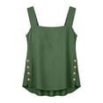 thumbnail image 5 of Women's Square Neck Tank Tops Summer Casual Sleeveless Top Women's Solid Color Buttoned Cotton Linen Tank Top, 5 of 8
