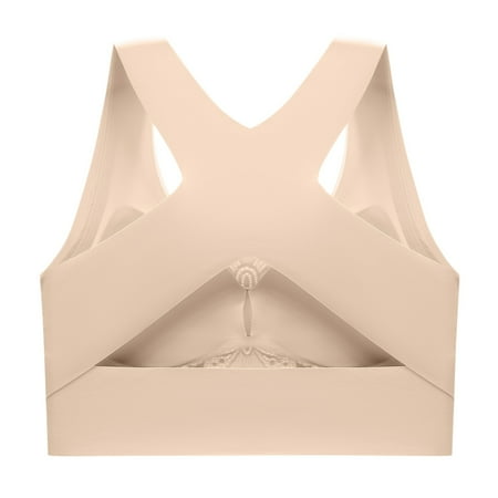 kpoplk Bra for Women Women s Balconette Push Up Bra Front Closure Lace Underwire Bras Beige