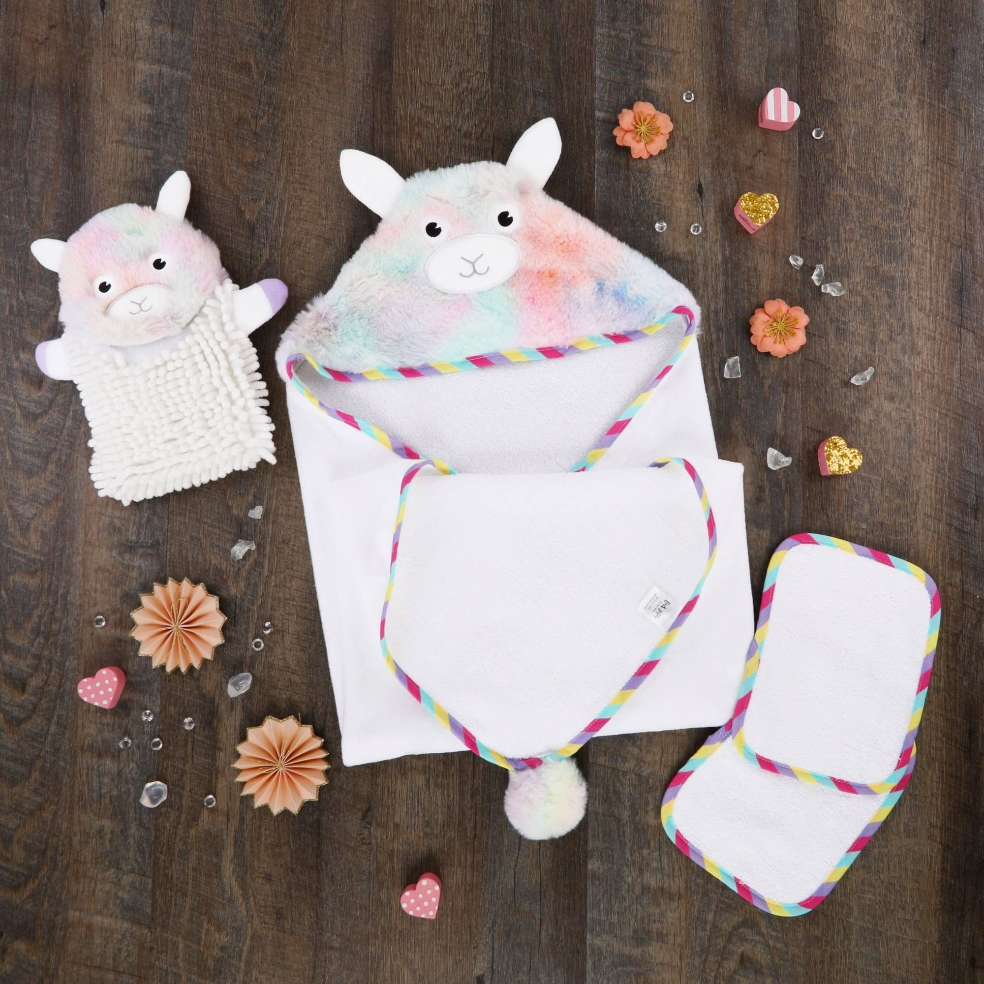 Baby Aspen Rainbow Llama Bath Gift Set, 4 Pc