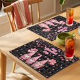 thumbnail image 4 of Galentine's Day Placemats Set of 4 Gnomes Pink Love Balloon Black Lattice Place Mats Indoor Wipeable Table Mats Washable Cloth Dining Table Placemats for Kitchen Holiday Party Home Decor 13x19 Inch, 4 of 9