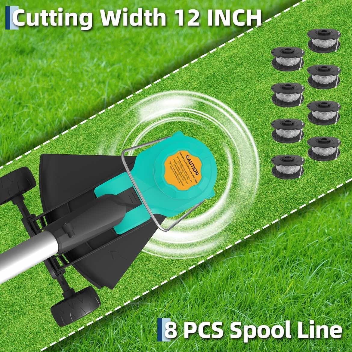 Cordless String Trimmer & Leaf Blower Combo 20V – 12" Auto Feed Weed Wacker with 550 CFM Airflow – 4×2.0Ah Batteries & Fast Chargers