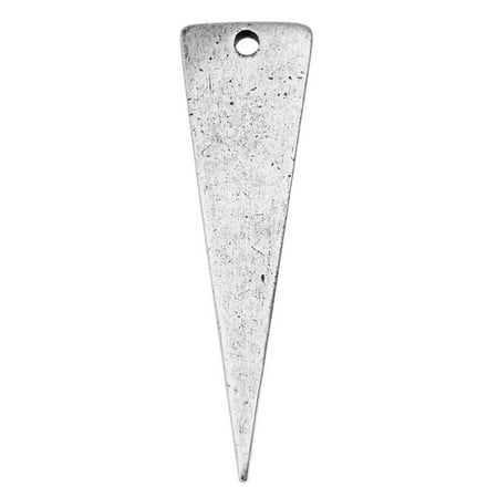 Nunn Design Flat Tag Pendant, Blank Inverted Triangle 37.5mm, 1 Piece, Antiqued Silver