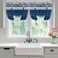 thumbnail image 4 of Navy Blue Boho Balloon Curtains 63 Inch Length for Living Room/Bedroom, Vintage Ethnic Tribe Abstract Art Rod Pocket Privacy Door Curtains Decorative Tie Up Shade for Window 52"x63", 4 of 8
