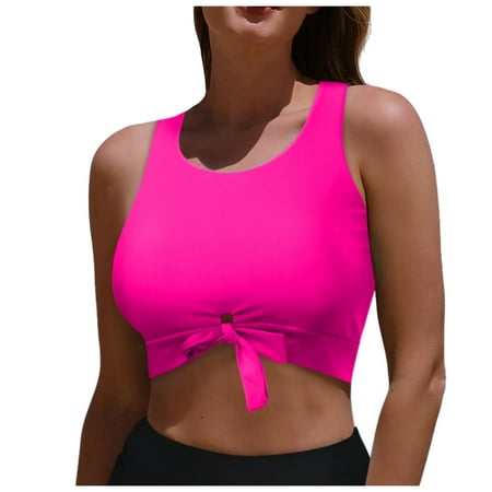 Cathalem Supportive Bikini Tops for Women Only Push Up Swim Top Bra Swimsuit Tops Padded Bathing Suit Top (Hot Pink XXL)