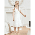 thumbnail image 4 of Aideaone Girls Nightgowns Cute Princess Sleepwear Flutter Sleeve Pajamas Nightie Dress White 5-12 Years, 4 of 7