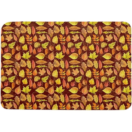 

Autumn Leaf Indoor Door Mat Entryway Rug Anti-Skid Doormat Decorative Absorbent Washable Floor Mat for Patio High Traffic Areas Decorch Thanksgiving Maple Leaves Tiled Dark Texture 20x32 Inch