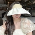 thumbnail image 5 of 58-60cm hat circumference sunscreen hat female summer big brim covering face seersucker empty top hat anti-ultraviolet sun hat - Beige, 5 of 6