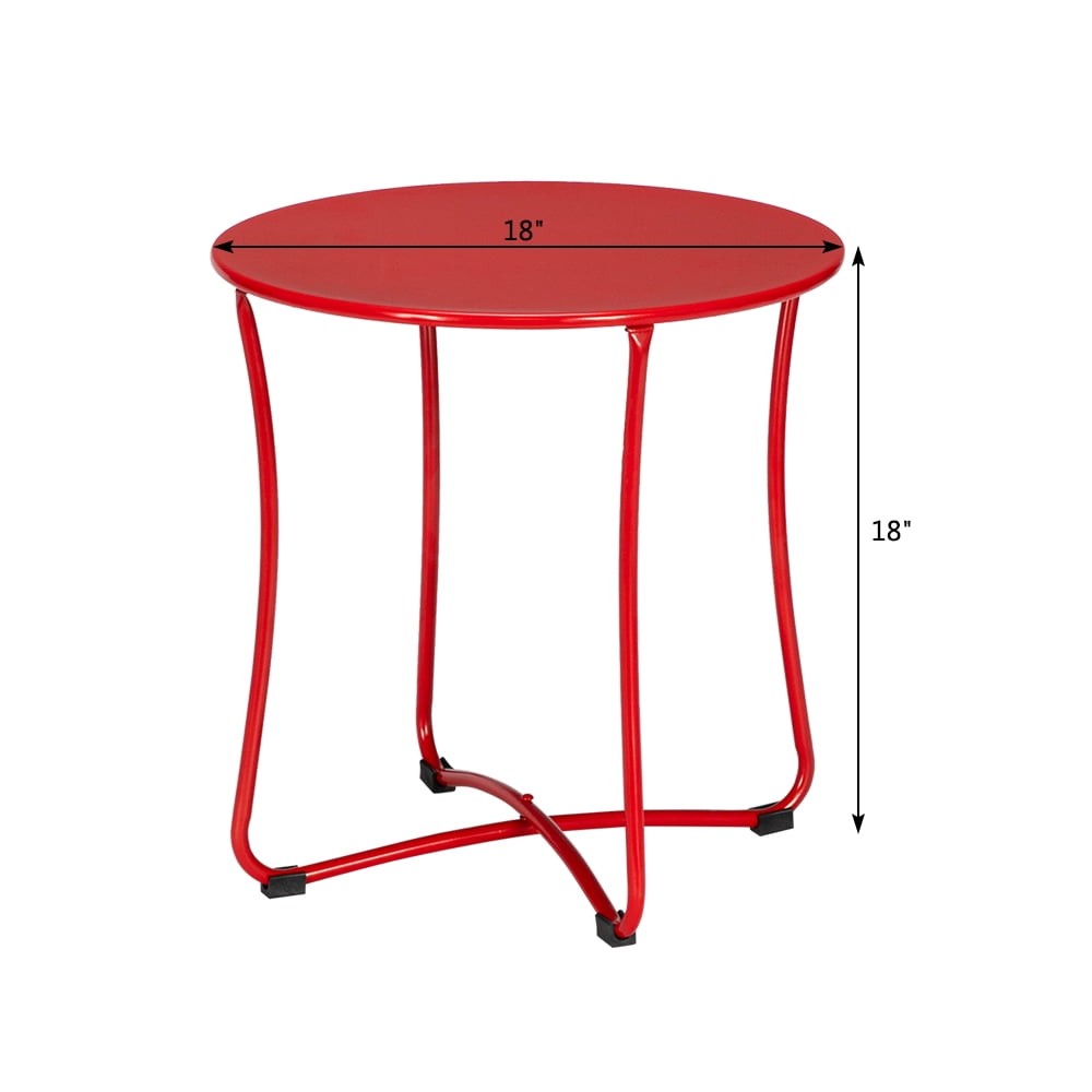 Kepooman Coffee Table, Round Metal Accent Table, Sofa Table, Rust-proof and Waterproof Accent Coffee Table, Outdoor and Indoor Snack Table, Red Kepooman Coffee Table, Round Metal Accent Table, Sofa Table, Rust-proof and Waterproof Accent Coffee Table, Outdoor and Indoor Snack Table, Red