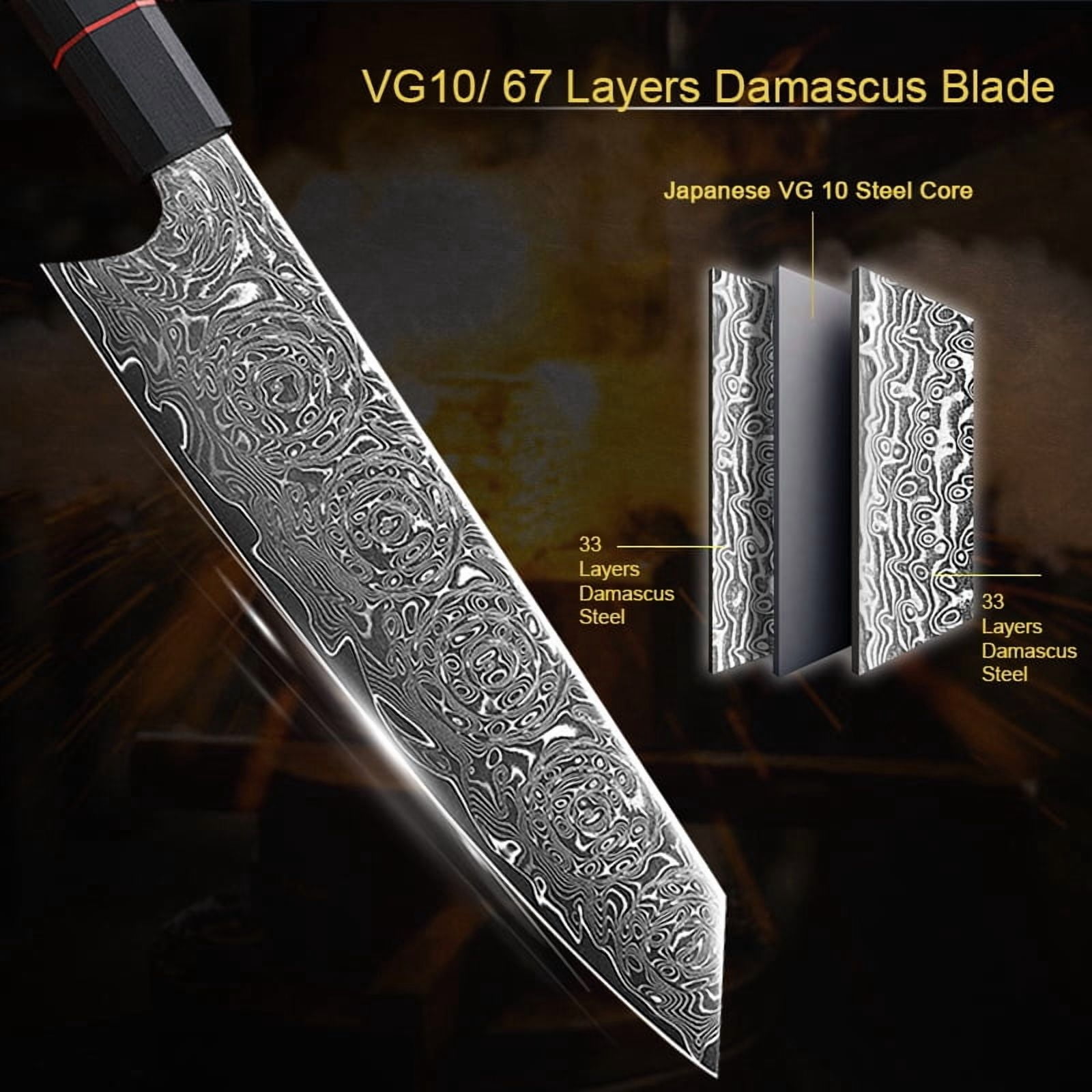 Japanese VG10 Damascus Steel Chef Knife Set, with Gift Box, Ultra Sharp Cooking Cutlery for Home Use