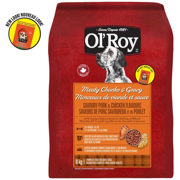 Ol'Roy Meaty Chunks and Gravy Savoury Pork & Chicken Flavours Dry Dog Food 8kg