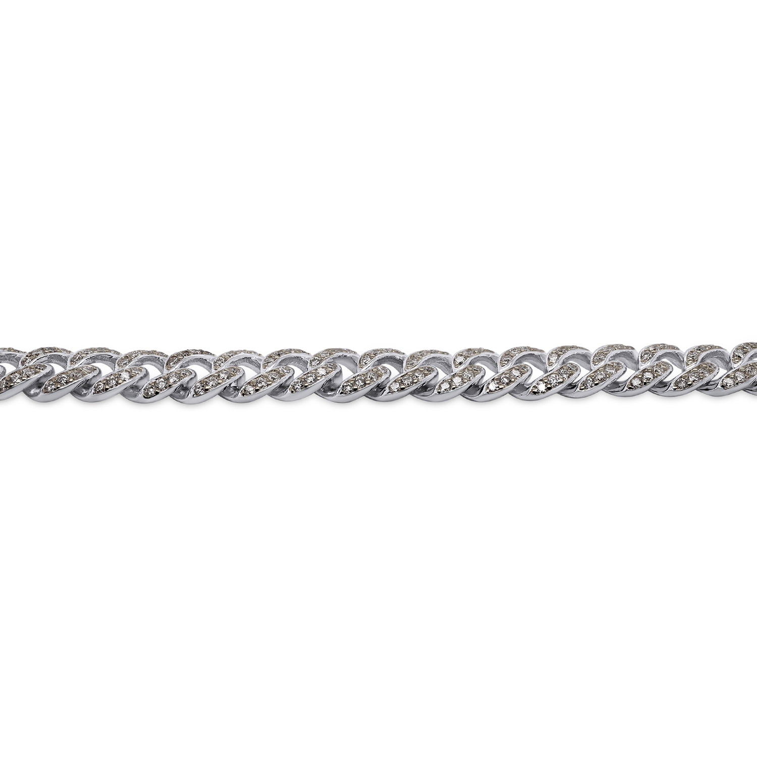 Round Cut Lab Created Moissanite Diamond 6MM Width Cuban Chain Bracelet For Men In 14k White Gold Over 925 Sterling Silver(G-H Color,VVS1 Clarity,3.00 Ct)