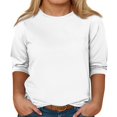 thumbnail image 2 of Tshirt Women Women's Plus-size Model O-neck 3/4 Sleeve Solid Color Top, 2 of 6