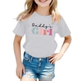 thumbnail image 1 of LUOGENLI T-Shirt pour Filles T-Shirt Décontracté pour Enfants à Motif de Lettres Imprimé Multicolore Col Rond Manches Courtes Maxi Hauts avec Shorts en Dessous Blanc 12-13 Ans, 1 of 4
