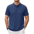 thumbnail image 2 of Fsgntruao Plus Size Henley Shirts for Men Solid Color Short Sleeve Linen Casual Loose Fit Button Tee Summer Vacation Everyday Wear M-5Xl, 2 of 9