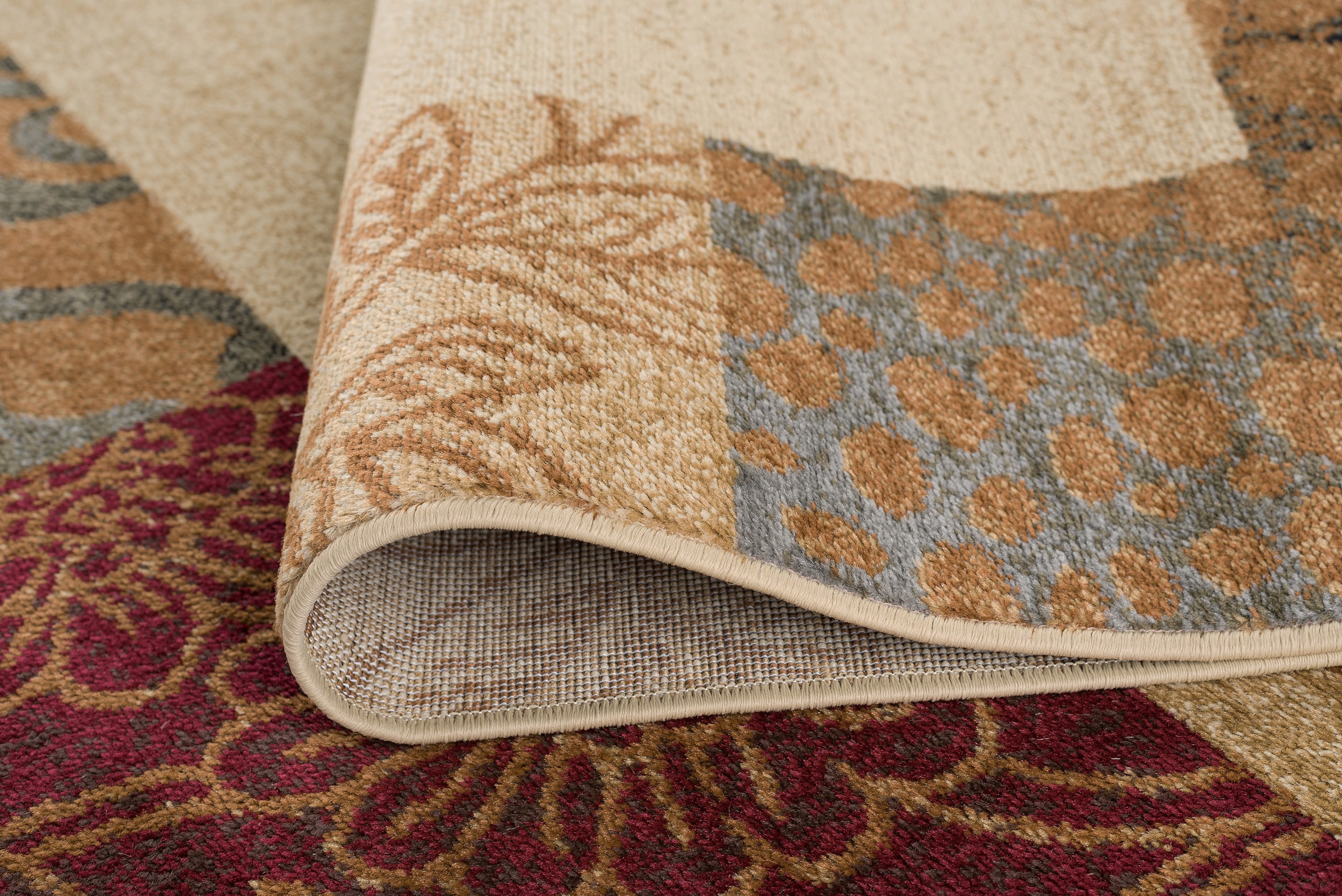 Elegance Transitional 5' x 7' Oval Beige and Brown Polypropylene Indoor Area Rug