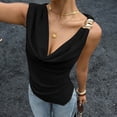 thumbnail image 2 of Husipze Tank Tops for Women Flowy Deep V Neck Women Shirts Elegant Sleeveless Summer Tops for Night Out Black L, 2 of 5