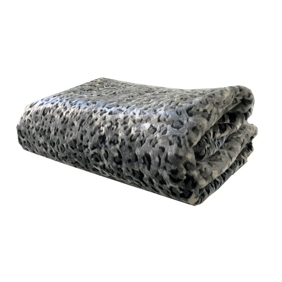 Plutus Snow Leopard Faux Fur Gray Luxury Throw Throw 36W x 60L