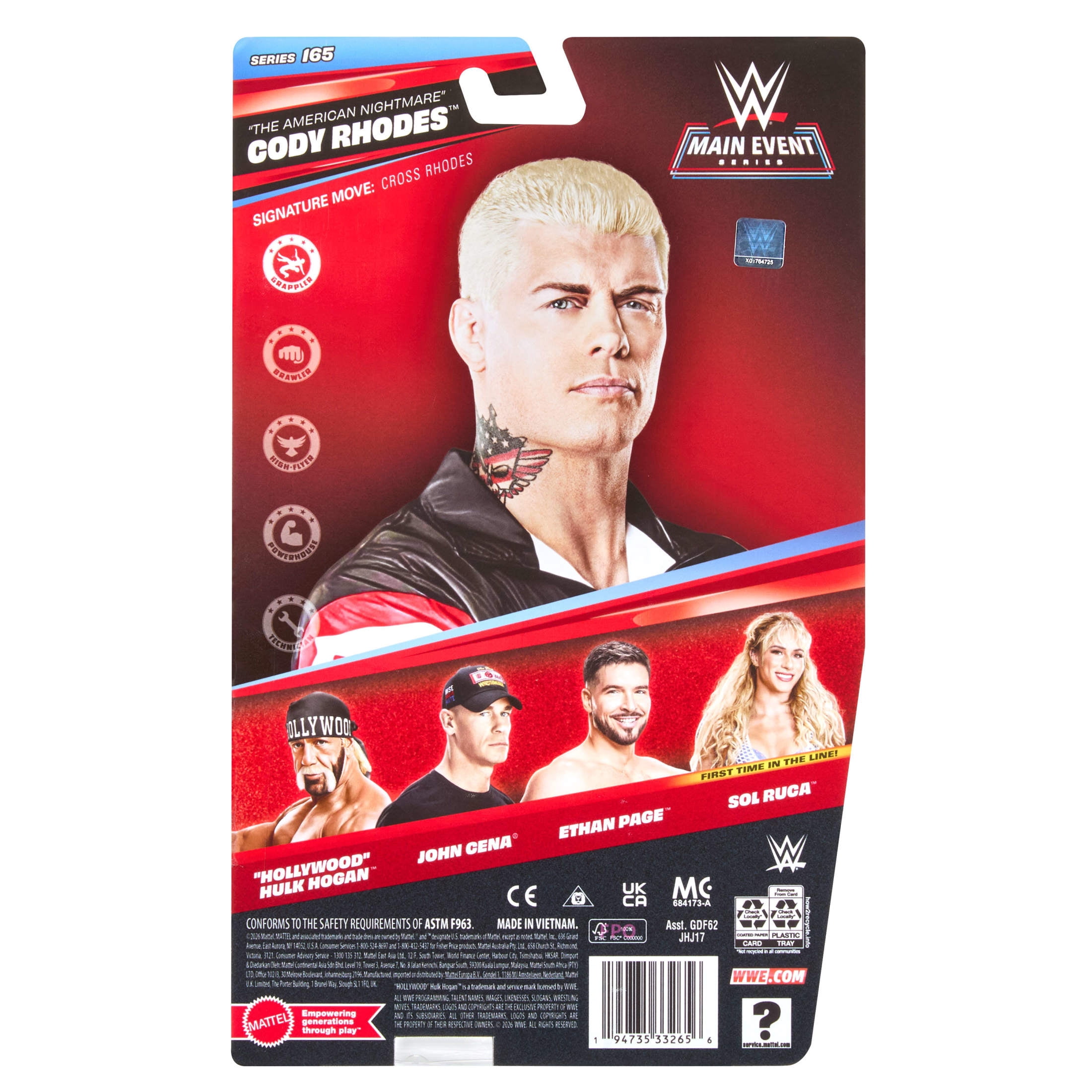 WWE Cody Rhodes Action Figure, Main Event Series #165, 6-inch Collectible with Articulation