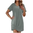 thumbnail image 2 of CaiJunJia Summer Dresses for Women 2025 V Neck T Shirt Dress Short Sleeve Sundress Holiday Casual Beach Frock, 2 of 7