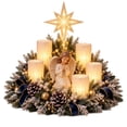 thumbnail image 2 of Christmas Lighted Glowing Centerpiece, Soft Flameless LED Glow Rustic Wooden Decor, Indoor Table Mantel Holiday Decoration for Dining Room Entryway Xmas Gift, 2 of 3