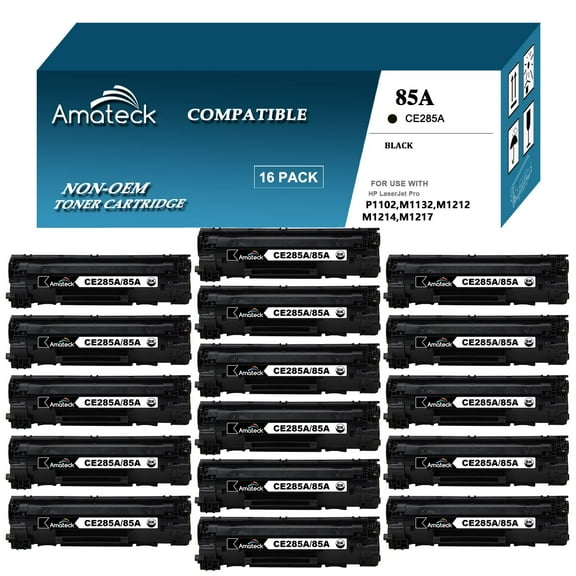 Amateck Compatible Toner Cartridge Replacement for HP CE285A (85A) 16 Pack for Pro M1132, M1212nf, M1217nfw MFP, P1102, P1102W, M1138, M1139, M1219nf, P1109W