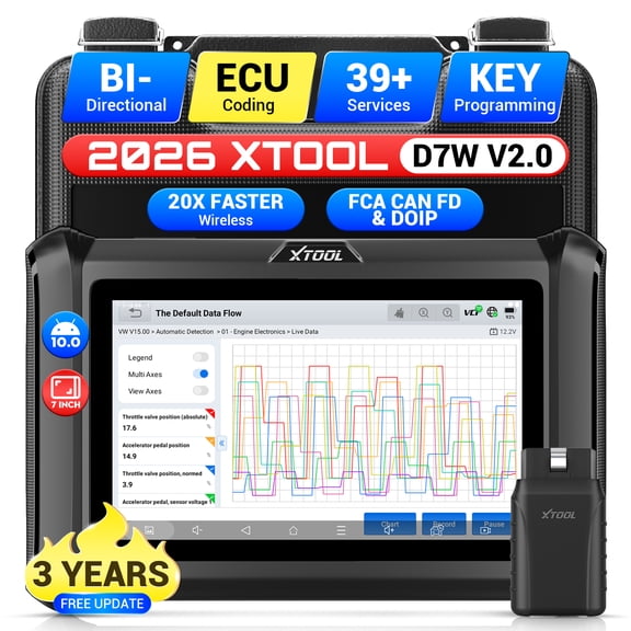 XTOOL D7W Wireless OBD2 Scanner Diagnostic Tool, 2026 AI-Assisted Bidirectional Scan Tool, ECU Cod-ing, 39  Resets, 3-Year Free Updates