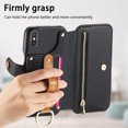 thumbnail image 2 of ELEHOLD Case for iPhone XS Max, RFID Blocking Zipper Leather Wallet Stand Case with Card Slot & Wrist Strap & Ring Holder,Black, 2 of 10