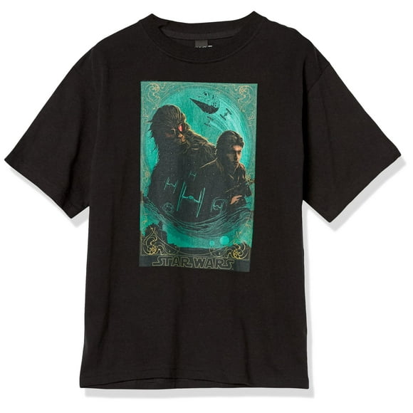 STAR WARS Han Solo Heroes of Corellia Boy's Solid Crew Tee, Black, Large