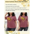 thumbnail image 6 of Anbech Butterfly Sunflower Plus Size T-Shirts for Women Graphic Heart and Sunflower Print Oversize Short Sleeves T-Shirt with Round Neck, 6 of 9