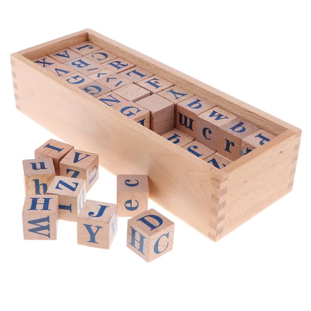 Caja de Enseñanza de Material de Lenguaje Montessori de 26 a ~ Z Bloques de Del Juguete Educativo de Jardín de Infantes para Sunnimix Juguete Material Montessori