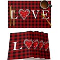 thumbnail image 2 of Placemats Set of 6, Valentine''s Day Black Red Plaid Heart Love Arrow Table Place Mats,Heat Insulation Table Mats Set Non Slip Washable Dining Placemats for Wedding Holiday Party Kitchen Table Decor, 2 of 6