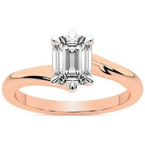 IGI Certified 1 Carat Emerald Shape Lab Grown Diamond Engagement Ring | 14K Rose Gold | Seraphina Twist Prongs Solitaire Diamond Ring | FG-VS1-VS2 Quality Friendly Diamonds