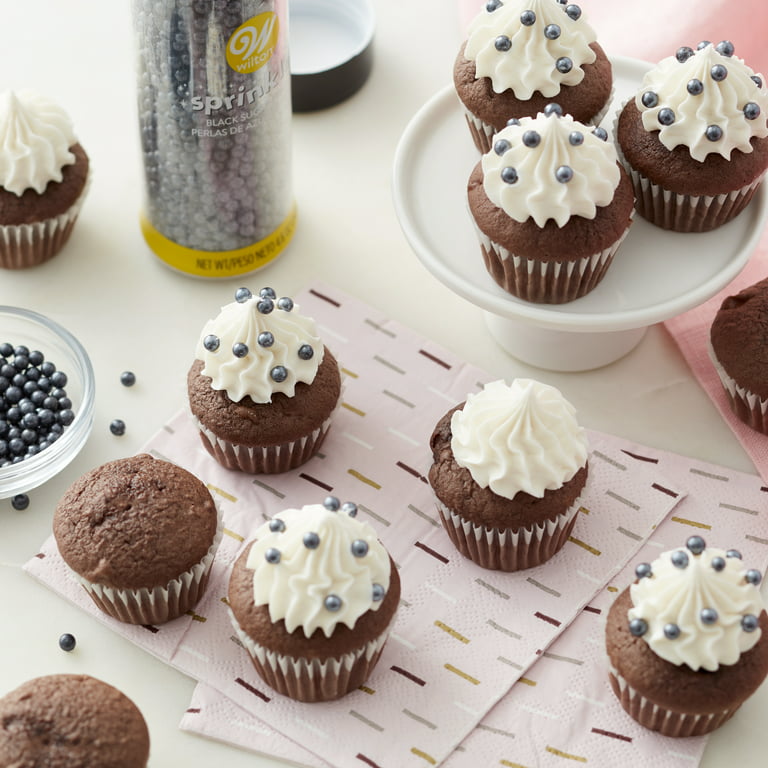 Black Sprinkles - Perlas comestibles para pasteles, 4.6 onzas, 4.6 onzas,  perlas de caramelo comestibles para decoración de pasteles y cupcakes  (0.276
