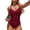 Red #037, variant on Women's Ruched Twist Front Swimsuit One Piece Push Up Slimming Bathing Suits Tummy Control Solid Beach Swimwear Black XL