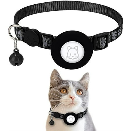 Airtag Cat Collar with Breakaway Bell, Reflective Adjustable Strap with Air Tag Case for Cat Kitten