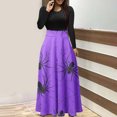thumbnail image 1 of Qiopertar Vente de Liquidation Robe Longue à Manches Longues Imprimée Halloween pour Femmes avec Fermeture Éclair Col Rond Jupe Longue Offres de la Semaine Moins de 5$, 1 of 5