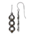 thumbnail image 1 of 925 Sterling Silver Vintage Marcasite Drop Dangle Earrings, 1 of 6