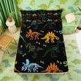 thumbnail image 3 of Erosebridal Colorful Dinosaur Full Size Sheets for Kids, Black Bed Sheets, 4pcs (1 Flat Sheet, 1 Fitted Sheet and 2 Pillowcases), 3 of 6