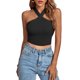 thumbnail image 1 of ICHUANYI Clearance Women's Spring And Summer Cross Strap Open Back Strap Tank Top Knitted Tight Top(Black, XXL) ICHUANYI WER2023080906408, 1 of 8