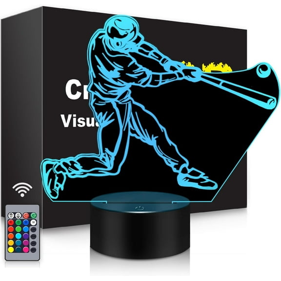 MYKOMI Gifts 3D Night Light,16 Colors Changing Touch/Remote Contro, Baseball 3D Illusion Lamp, Birthday Christmas Gifts for Boys Girls,Baseball Room Decor