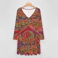 thumbnail image 4 of Mola De Panama Flower Long Sleeve Dresses For Women Vintage Elegant Party Dress Oversized V-neck Dress S-8XL, 4 of 7