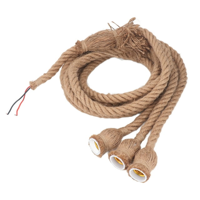 Lámpara de Techo de Vintage Cuerda de Cáñamo, Luz Colgante de Cáñamo Rústico 100-240V 6.6 Pies E26 E27 Socket para Casa de Campo