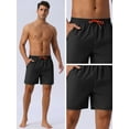 thumbnail image 4 of DARING DIVA Men's Elastic Waist Drawstring Mesh Lining Beach Shorts 28 Black, 4 of 6