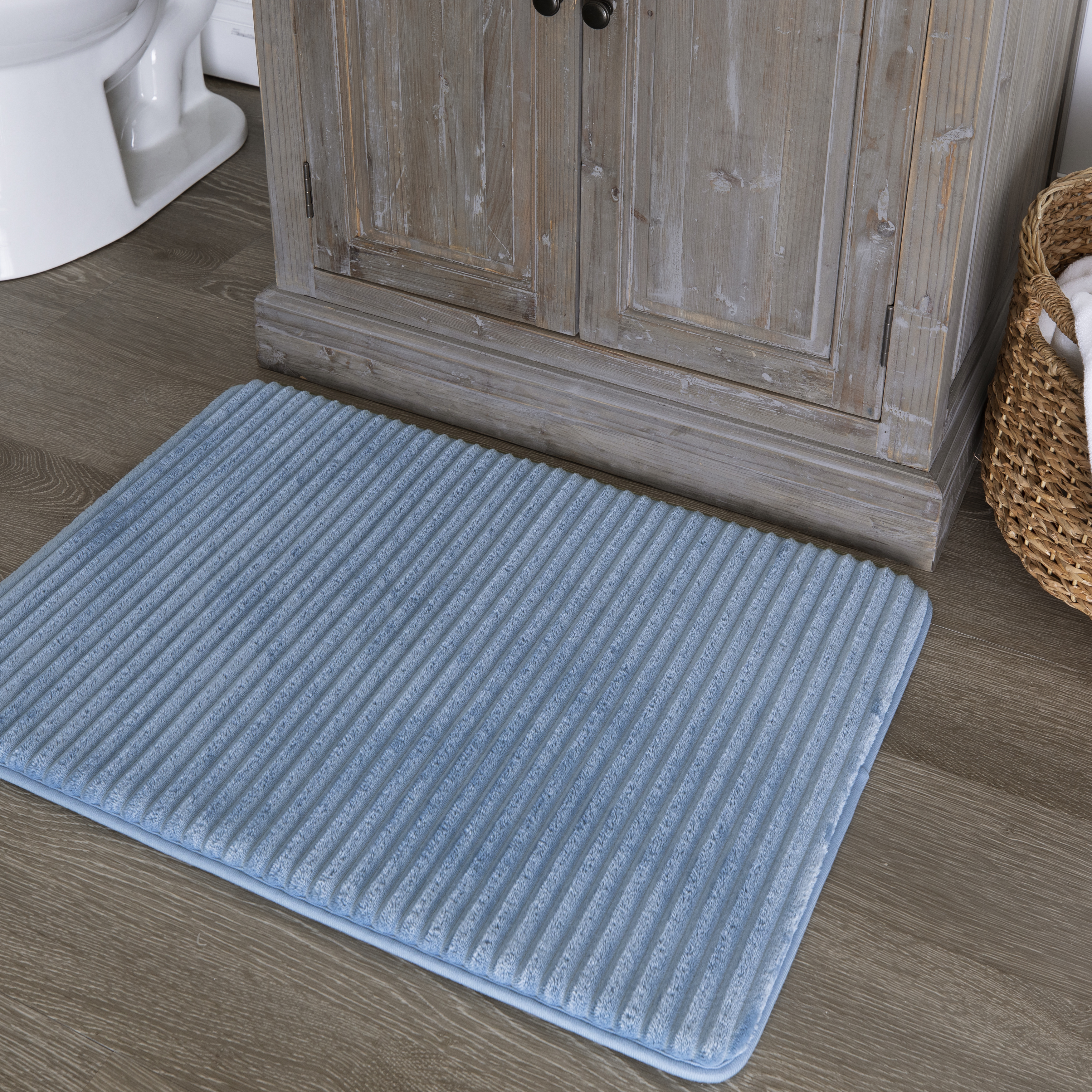 Microfiber VSUSN Bathroom Mat Non Slip Bath Mat Memory Foam Bathroom Carpet Absorbent Easy to clean Black, 30 x 50 cm Rectangle
